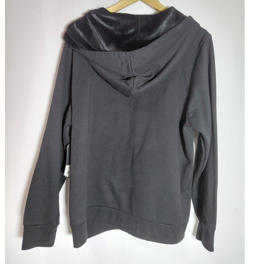 NWT bebe sport Black Hoodie Zip Up Jacket Solid Knit Women Size 2X - Picture 2 of 11